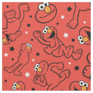 Red Dancing Elmo Pattern Stoff