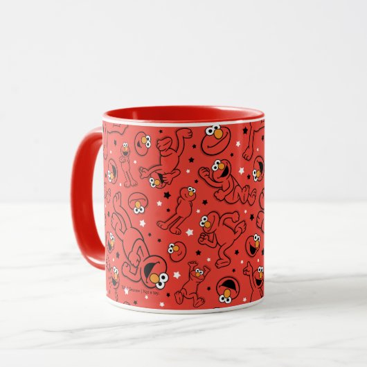 Red Dancing Elmo Pattern Tasse (Vorderseite Links)