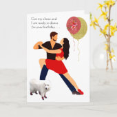 Red Dancing Shoes Tango Hund Bereit! Karte (Gelbe Blume)