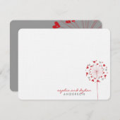 Red Dandelions Liebe Herz Hochzeit Dankeschön Kart Dankeskarte (Vorne/Hinten)