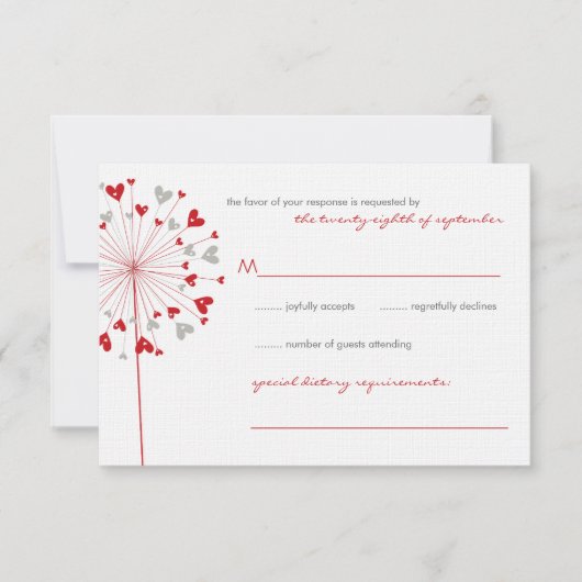 Red Dandels Liebe Summer Wedding RSVP Card (Vorderseite)