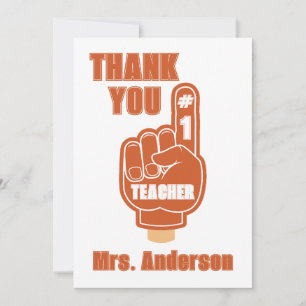 Red Danke, Lehrerin Nummer 1 Foam Finger Feiertagskarte