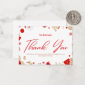 Red Dankeschön an Holiday Bull-Visitenkarte Mitteilungskarte (Vorderseite/Rückseite Beispiel)