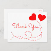 Red Dankeschön für Ihr Hochzeitsherz Brautparty Postkarte (Vorne/Hinten)