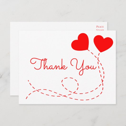 Red Dankeschön für Ihr Hochzeitsherz Brautparty Postkarte (Vorne/Hinten)