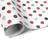 Red Dark Aquamarin und Jade Green Polka Dot Patter Geschenkpapier (Rolleneckpunkt)