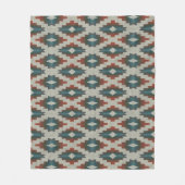 Red Dark Brown Aquamarin Blue Grau Tribal Art Must Fleecedecke (Vorderseite)