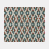Red Dark Brown Aquamarin Blue Grau Tribal Art Must Fleecedecke (Vorderseite (Horizontal))