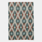 Red Dark Brown Aquamarin Blue Grau Tribal Art Must Geschirrtuch (Vertikal)