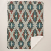 Red Dark Brown Aquamarin Blue Grau Tribal Art Must Sherpadecke (Vorderseite)