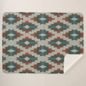 Red Dark Brown Aquamarin Blue Grau Tribal Art Must Sherpadecke (Vorderseite (Horizontal))
