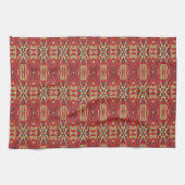 Red Dark Brown Tan Beige Rust Orange Tribal Art Geschirrtuch (Horizontal)