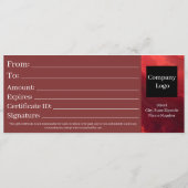 Red Dark Chic Bold Elegant Luxury Gift Certificate Save The Date (Rückseite)