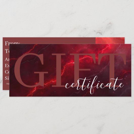 Red Dark Chic Bold Elegant Luxury Gift Certificate Save The Date (Vorne/Hinten)