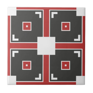 Red Dark Gray und White Modern Mosaic Geometric Fliese