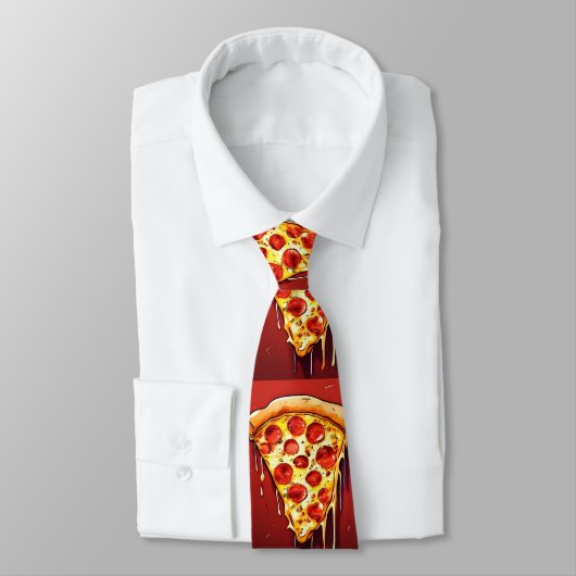 Red Dark Himmlisch Pizza Slice Neck Tie Krawatte (Gebunden)
