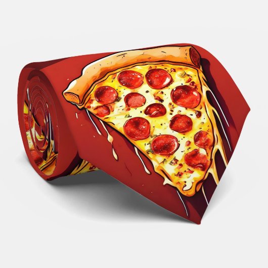 Red Dark Himmlisch Pizza Slice Neck Tie Krawatte (Gerollt)