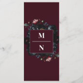 Red Dark Moody Romantic Black Peony Gothic Wedding Menükarte (Rückseite)