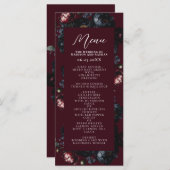 Red Dark Moody Romantic Black Peony Gothic Wedding Menükarte (Vorne/Hinten)