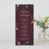 Red Dark Moody Romantic Black Peony Gothic Wedding Menükarte (Stehend Vorderseite)