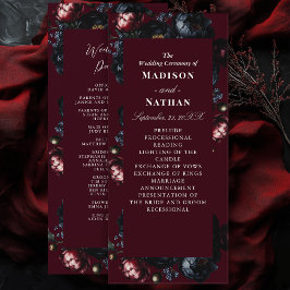 Red Dark Moody Romantic Black Peony Gothic Wedding Programm