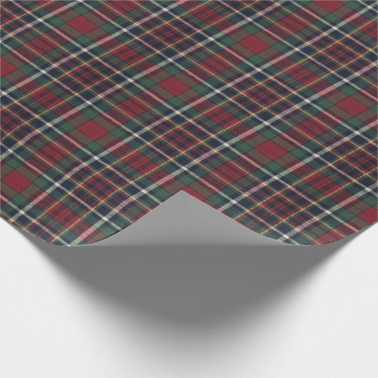 Red Dark Navy Blue Green Plaid Pattern Holiday Geschenkpapier (Ecke)