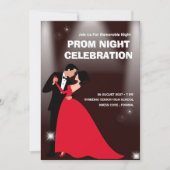 Red Dark Red Modern Illustration Prom Night Einladung (Vorderseite)