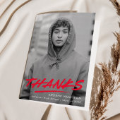 Red Dashed Modern Foto Abschluss Dankeskarte