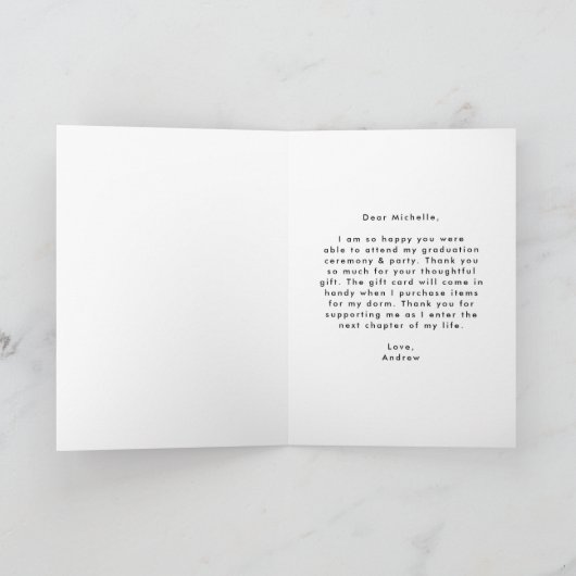 Red Dashed Modern Foto Abschluss Dankeskarte (Innenseite)