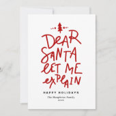 Red Dear Santa Lass Me Erkläre Funny Christmas Feiertagskarte (Vorderseite)