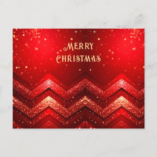 Red Decorative Christmas Glitter Holiday Postcard Postkarte (Vorderseite)