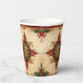 Red Decorative Christmas Holiday Paper Cups Pappbecher (Rechts)