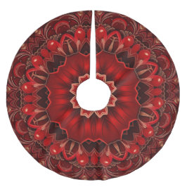 Red Decorative Christmas Tree Skirt Polyester Weihnachtsbaumdecke