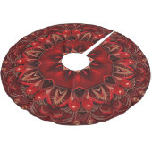 Red Decorative Christmas Tree Skirt Polyester Weihnachtsbaumdecke (Schrägansicht)
