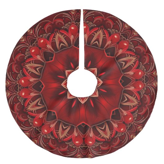 Red Decorative Christmas Tree Skirt Polyester Weihnachtsbaumdecke (Vorderseite)