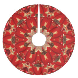 Red Decorative Christmas Tree Skirt Polyester Weihnachtsbaumdecke
