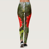 Red decorative Dahlia Leggings (Rückseite)