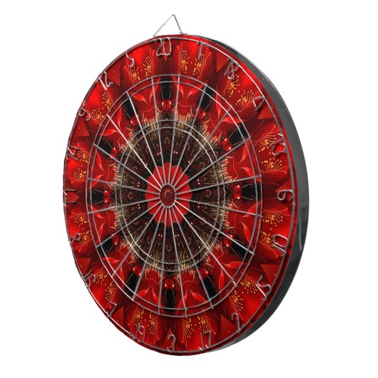 Red Decorative Floral Dartboard Dartscheibe (Vorderseite rechts)