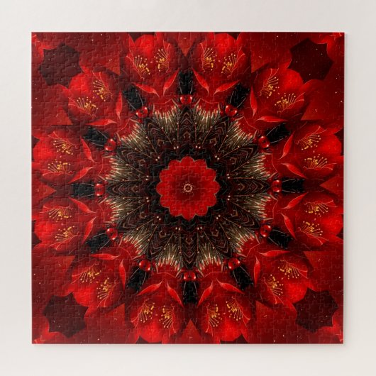 Red Decorative Floral Jigsaw Puzzle (Horizontal)
