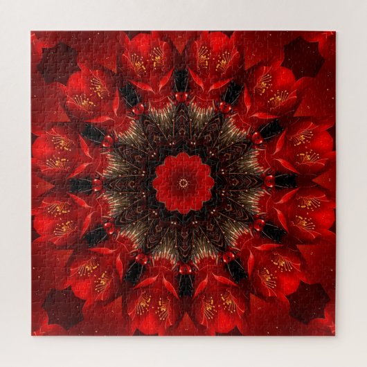 Red Decorative Floral Jigsaw Puzzle (Vertikal)