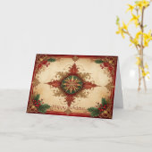 Red Decorative Holiday Card Karte (Gelbe Blume)