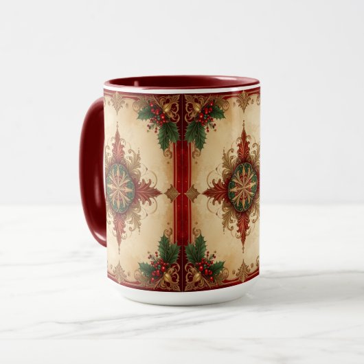 Red Decorative Holiday Mug Tasse (Vorderseite Links)
