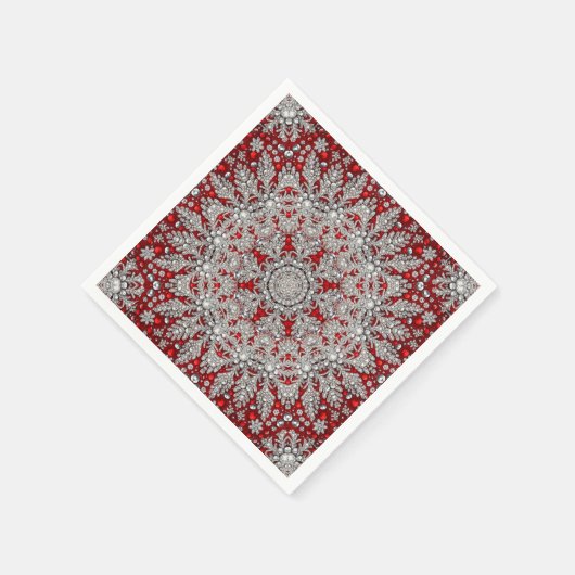 Red Decorative Holiday Napkin Serviette (Ecke)