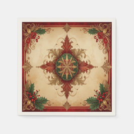 Red Decorative Holiday Napkin Serviette