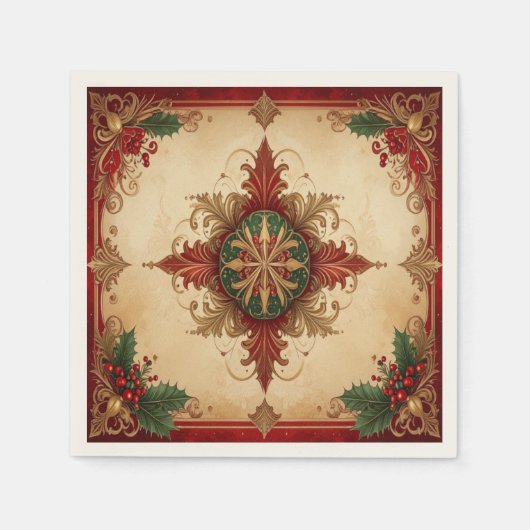Red Decorative Holiday Napkin Serviette (Vorderseite)