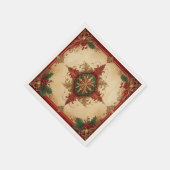 Red Decorative Holiday Napkin Serviette (Ecke)