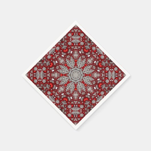 Red Decorative Holiday Napkin Serviette (Ecke)