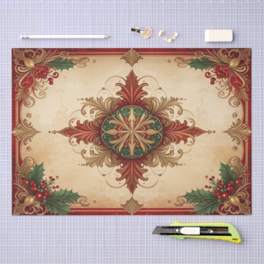 Red Decorative Holiday Tissue Paper Seidenpapier (Handwerk)