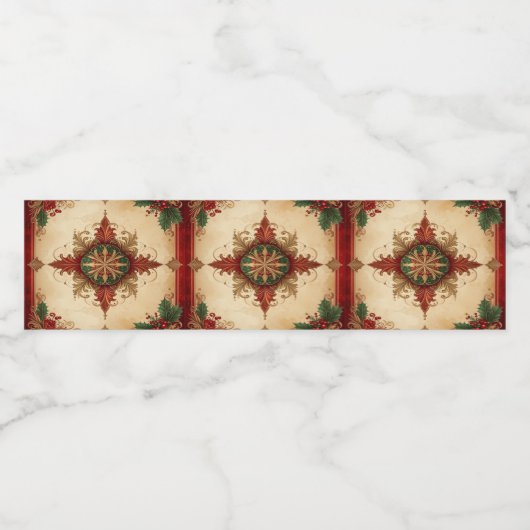 Red Decorative Holiday Wasserflaschenetikett (Einzelnes Label)