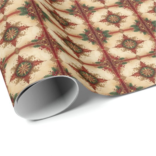 Red Decorative Holiday Wrapping Paper Geschenkpapier (Rolleneckpunkt)